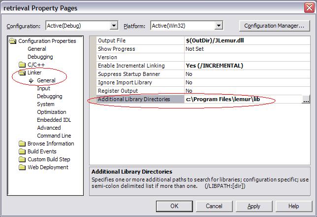 VS .Net Configuring additional library directories.