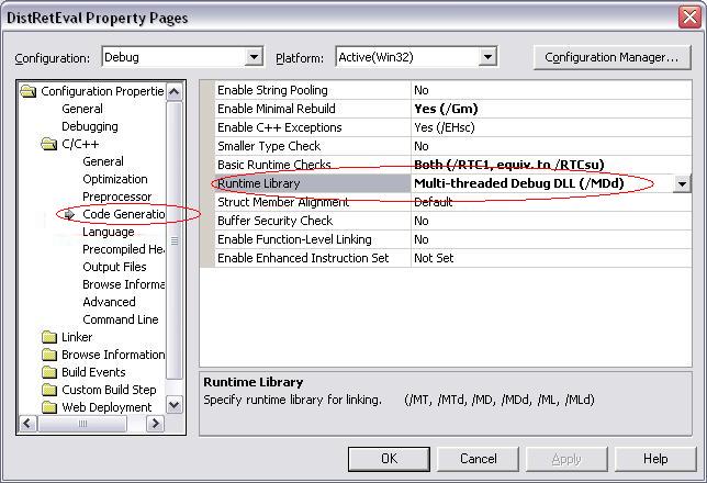 VS .Net Configuring run-time library.